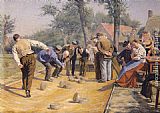 A Game of Bowls in the Village Square by Remy Cogghe